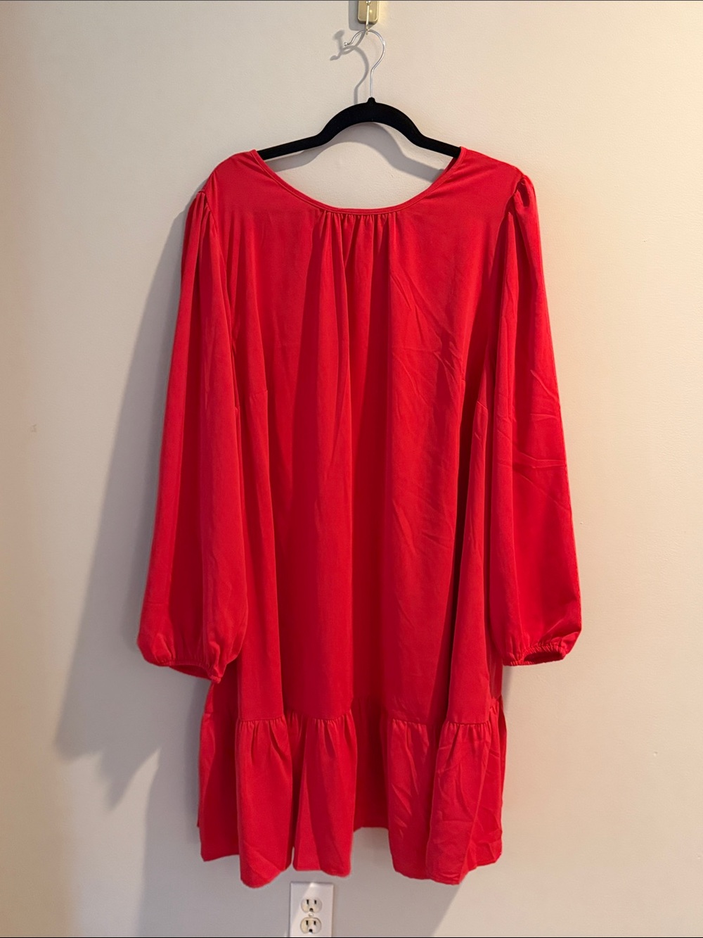 Ava & Viv Red Long Sleeve Ruffle-Hem Dress